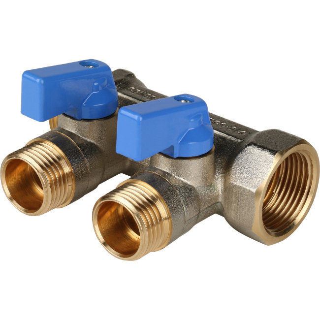 Коллектор с шаровыми кранами STOUT 3/4", 2 отвода 1/2" (синие ручки) (SMB 6201 341202) в Симферополе Коллектор с шаровыми кранами STOUT 3/4", 2 отвода 1/2" (синие ручки) (SMB 6201 341202) в Симферополе